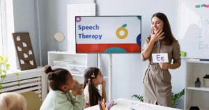 Speech therapy session helping children improve speech and communication skills