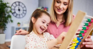 Therapist guiding a child during an ABA therapy session.